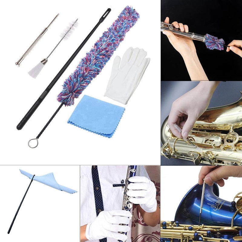 REMAGIC Flute Cleaner Care Cleaning Kit, Flute Cleaning Cotton Cleaning Brush, Flute Cleaning Swabs, Double End Dust Brush, Flute Cleaning Rod, Screwdriver for Flute Repairing, Cotton Gloves, Cleaning Cloth - Image 3